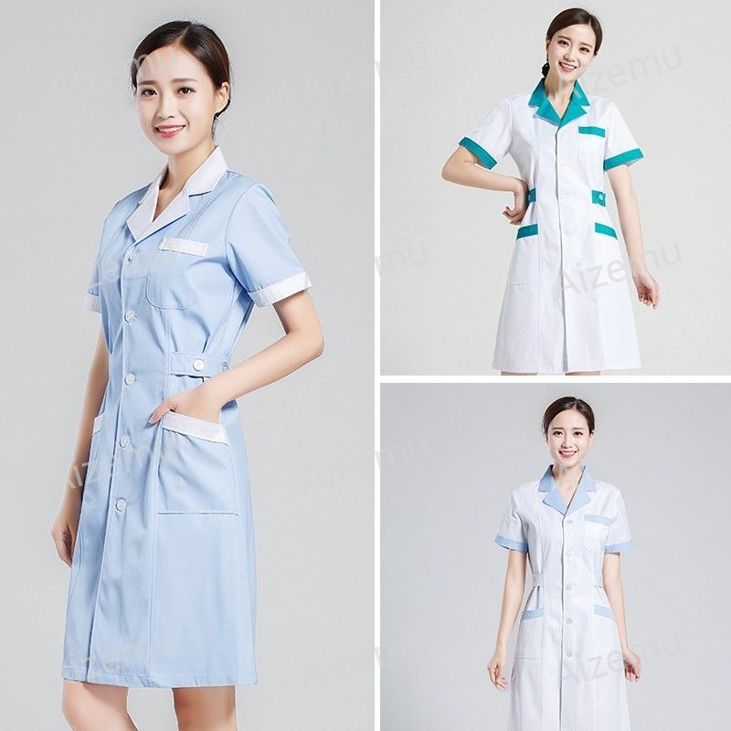 Medical Lab Logo - Unisex korte mouw schoonheidssalon scrubjurk wit